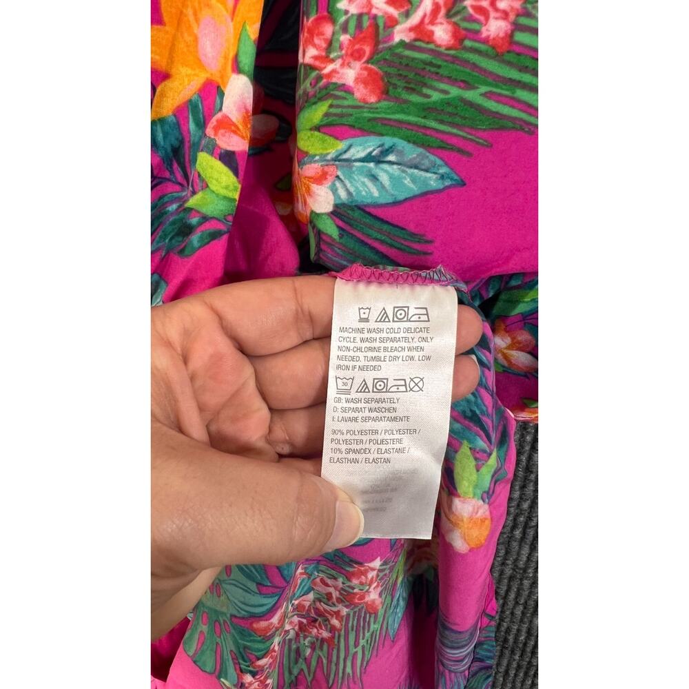 Belle Beach Kim Gravel Cover Up Womens M/L Pink Floral Tropical Resort Cruise - Picture 6 of 12